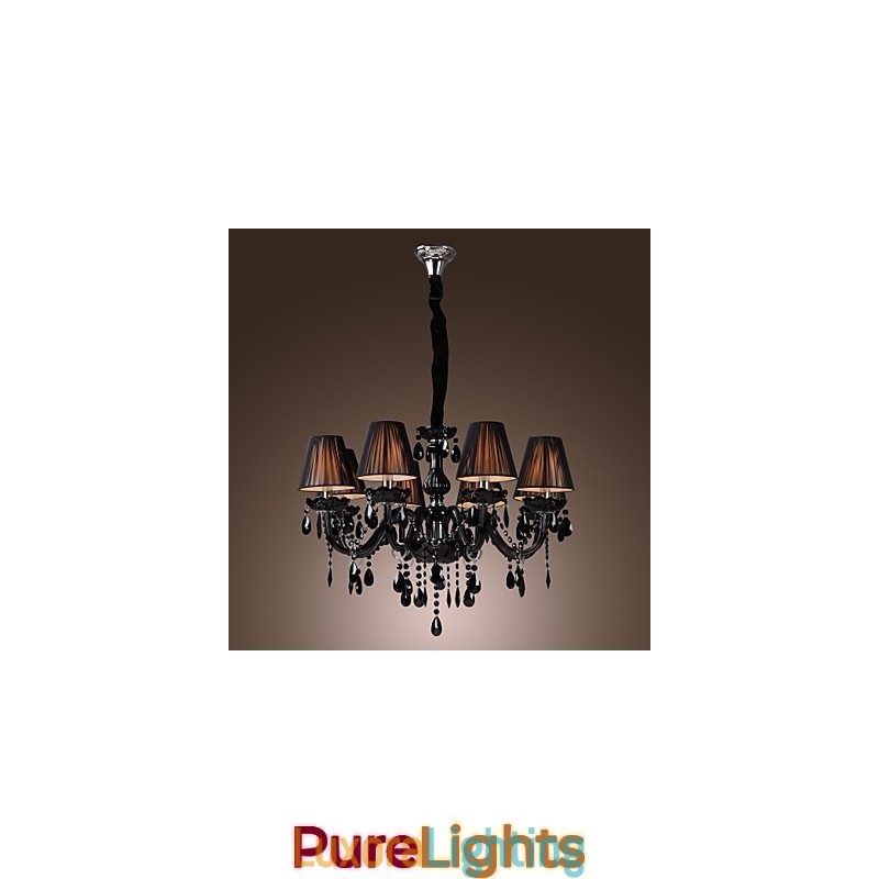 Designer Touch Decorative Chandelier Luxury Modern Black Crystal Living 8 Lights