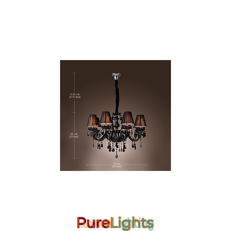 Designer Touch Decorative Chandelier Luxury Modern Black Crystal Living 8 Lights
