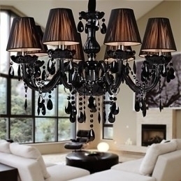 Designer Touch Decorative Chandelier Luxury Modern Black Crystal Living 8 Lights