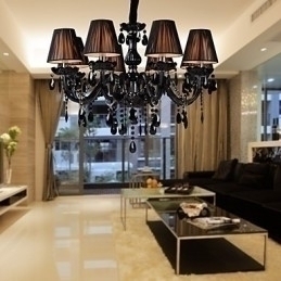 Designer Touch Decorative Chandelier Luxury Modern Black Crystal Living 8 Lights
