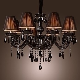 Designer Touch Decorative Chandelier Luxury Modern Black Crystal Living 8 Lights