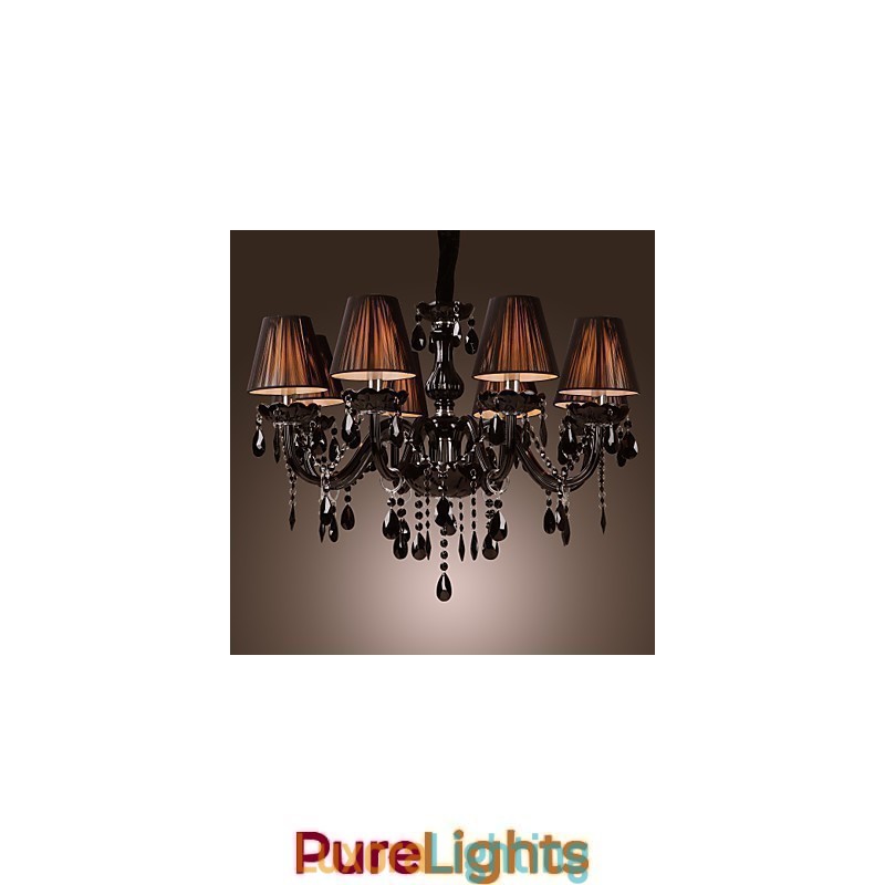 Designer Touch Decorative Chandelier Luxury Modern Black Crystal Living 8 Lights