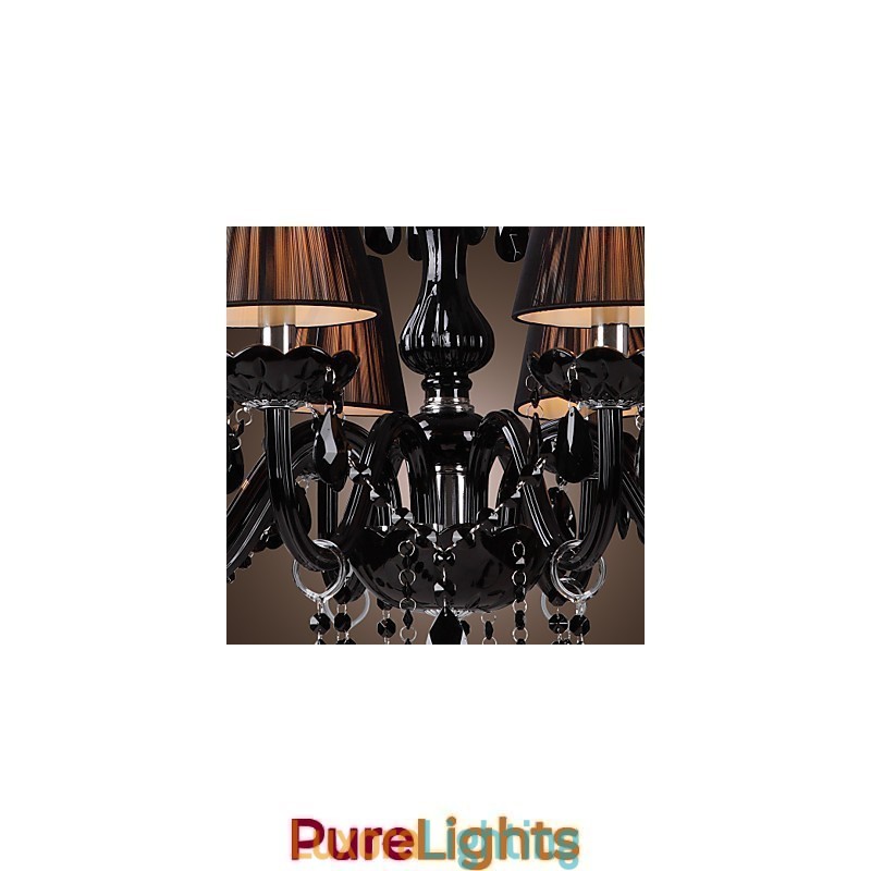 Designer Touch Decorative Chandelier Luxury Modern Black Crystal Living 8 Lights