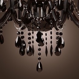 Designer Touch Decorative Chandelier Luxury Modern Black Crystal Living 8 Lights