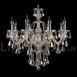 Designer Touch Decorative Retro Cognac Color K9 Crystal Modern Chandelier with 8 Lights