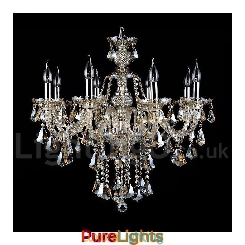 Designer Touch Decorative Retro Cognac Color K9 Crystal Modern Chandelier with 8 Lights