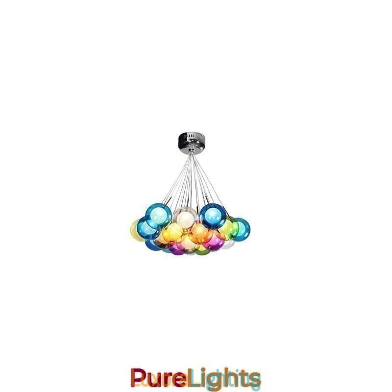 Designer Touch Decorative Modern Bubble Globe Colored Glass Pendant Light with 19 Lights