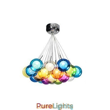 Designer Touch Decorative Modern Bubble Globe Colored Glass Pendant Light with 19 Lights