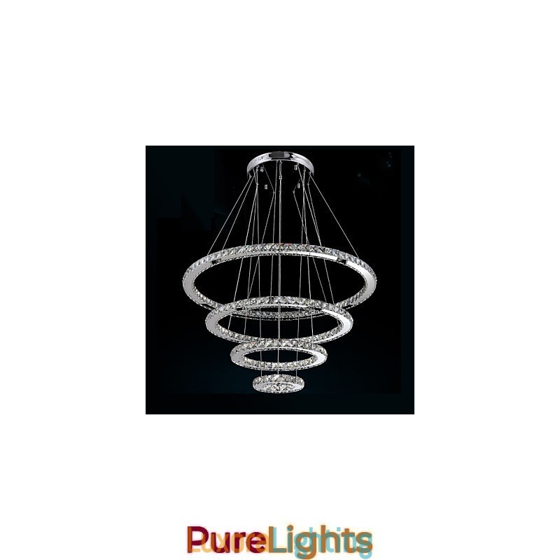 Designer Touch Decorative Modern Pendant Light Clear Crystal Ceiling Chandelier Lighting Lamp with D100CM+D80CM+D60CM+D40CM