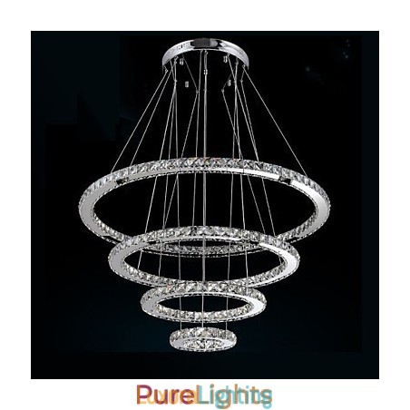 Designer Touch Decorative Modern Pendant Light Clear Crystal Ceiling Chandelier Lighting Lamp with D100CM+D80CM+D60CM+D40CM