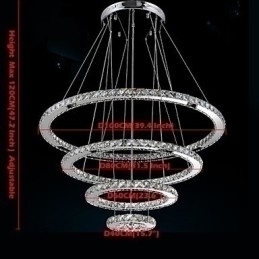 Designer Touch Decorative Modern Pendant Light Clear Crystal Ceiling Chandelier Lighting Lamp with D100CM+D80CM+D60CM+D40CM