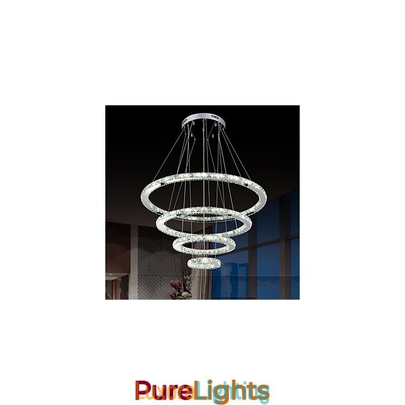 Designer Touch Decorative Modern Pendant Light Clear Crystal Ceiling Chandelier Lighting Lamp with D100CM+D80CM+D60CM+D40CM