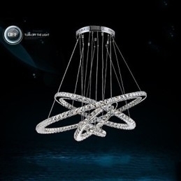 Designer Touch Decorative Modern Pendant Light Clear Crystal Ceiling Chandelier Lighting Lamp with D100CM+D80CM+D60CM+D40CM