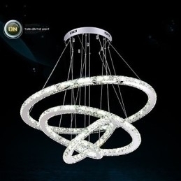 Designer Touch Decorative Modern Pendant Light Clear Crystal Ceiling Chandelier Lighting Lamp with D100CM+D80CM+D60CM+D40CM