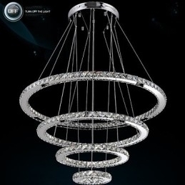 Designer Touch Decorative Modern Pendant Light Clear Crystal Ceiling Chandelier Lighting Lamp with D100CM+D80CM+D60CM+D40CM