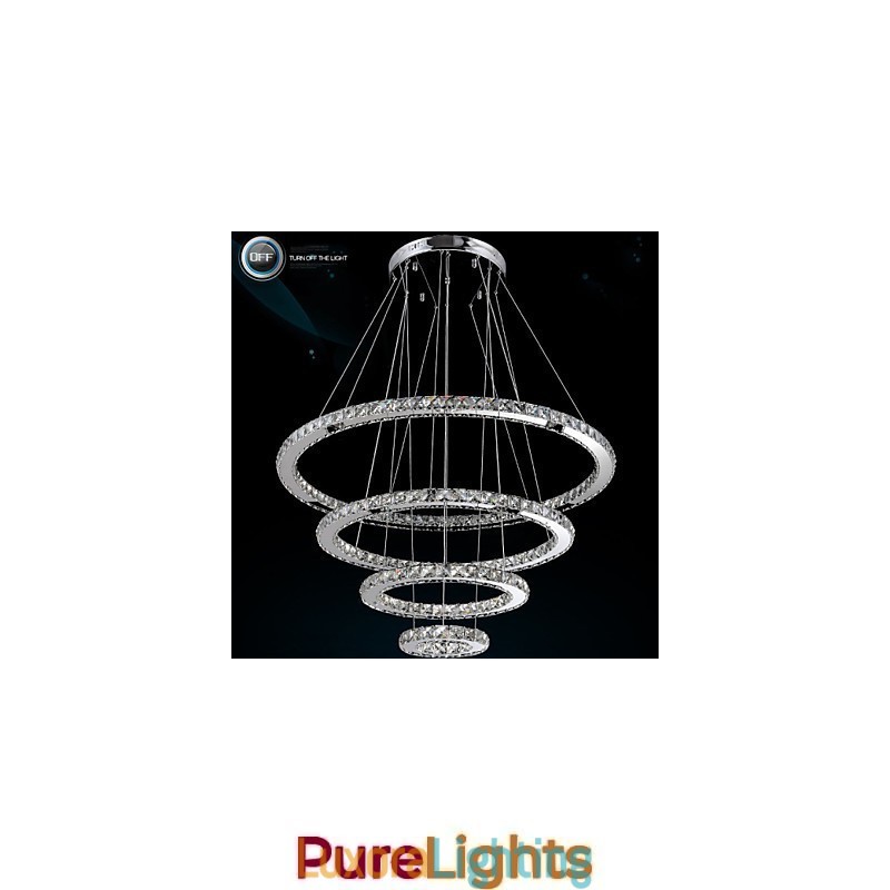 Designer Touch Decorative Modern Pendant Light Clear Crystal Ceiling Chandelier Lighting Lamp with D100CM+D80CM+D60CM+D40CM