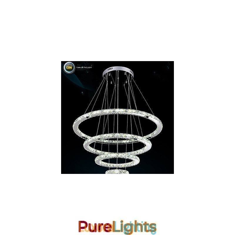 Designer Touch Decorative Modern Pendant Light Clear Crystal Ceiling Chandelier Lighting Lamp with D100CM+D80CM+D60CM+D40CM