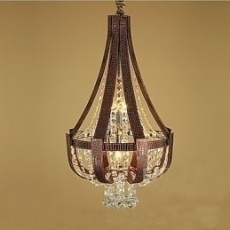 Designer Touch Decorative Post Modern Luxury Leather Crystal Creative Lron Chandelier