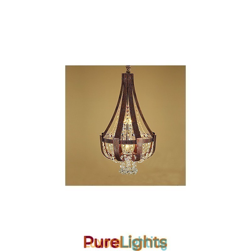 Designer Touch Decorative Post Modern Luxury Leather Crystal Creative Lron Chandelier