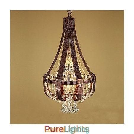 Designer Touch Decorative Post Modern Luxury Leather Crystal Creative Lron Chandelier