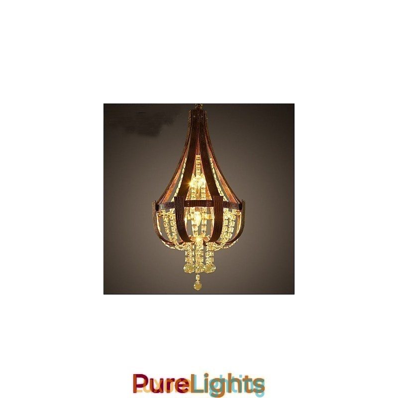 Designer Touch Decorative Post Modern Luxury Leather Crystal Creative Lron Chandelier