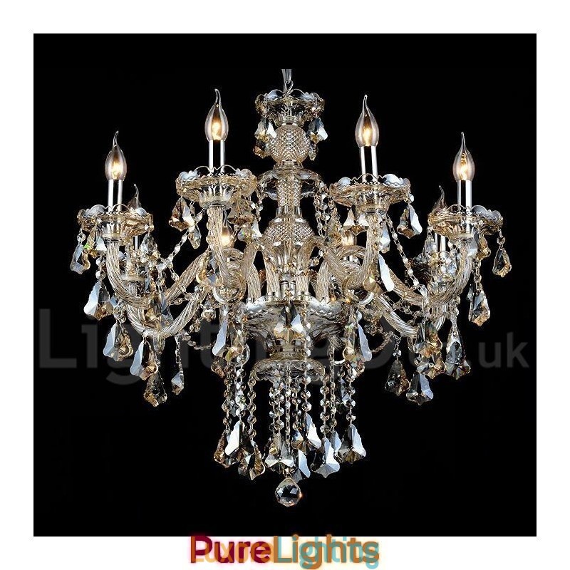 Designer Touch Decorative Retro Cognac Color K9 Crystal Modern Chandelier with 8 Lights