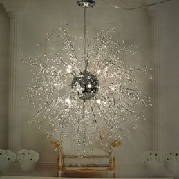 Designer Touch Decorative Globe Crystal Chrome Metal Chandelier Pendant Light