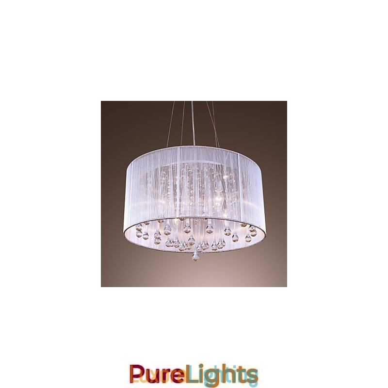 Designer Touch Decorative Modern Contemporary Drum Crystal Electroplated Metal Pendant Light