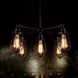 Designer Touch Decorative American Industrial Restoring Ancient Ways Wrought Iron Grapefruit 5 Head Droplight