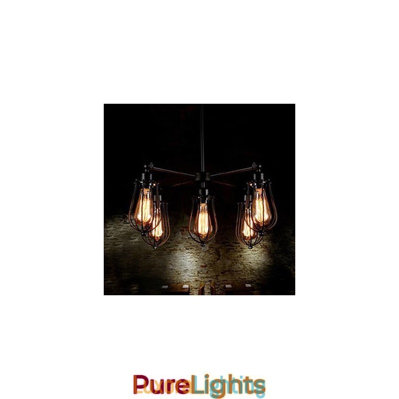 Designer Touch Decorative American Industrial Restoring Ancient Ways Wrought Iron Grapefruit 5 Head Droplight