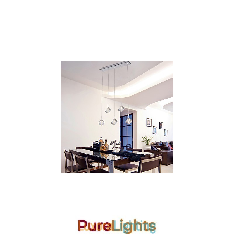 Designer Touch Decorative Modern Contemporary Island Crystal Chrome Pendant Light