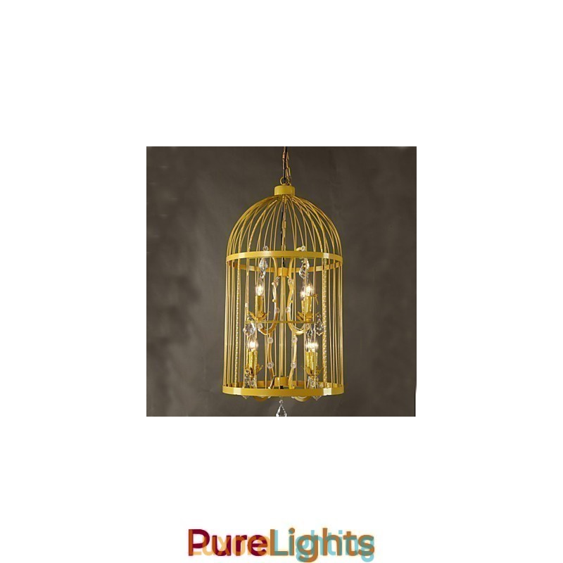 Designer Touch Decorative Vintage Iron Cage Staircase Lamp Chandelier Crystal A