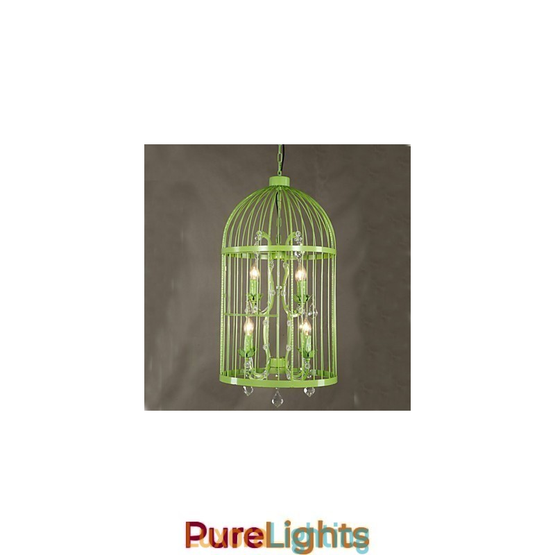 Designer Touch Decorative Vintage Iron Cage Staircase Lamp Chandelier Crystal A