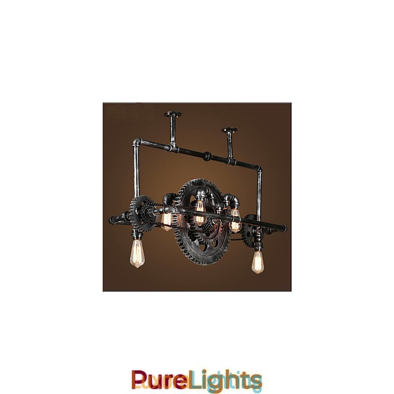 Designer Touch Decorative Iron Pipe Chandelier Industrial Wind gear Hanging Lamp