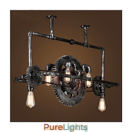 Designer Touch Decorative Iron Pipe Chandelier Industrial Wind gear Hanging Lamp