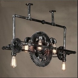 Designer Touch Decorative Iron Pipe Chandelier Industrial Wind gear Hanging Lamp