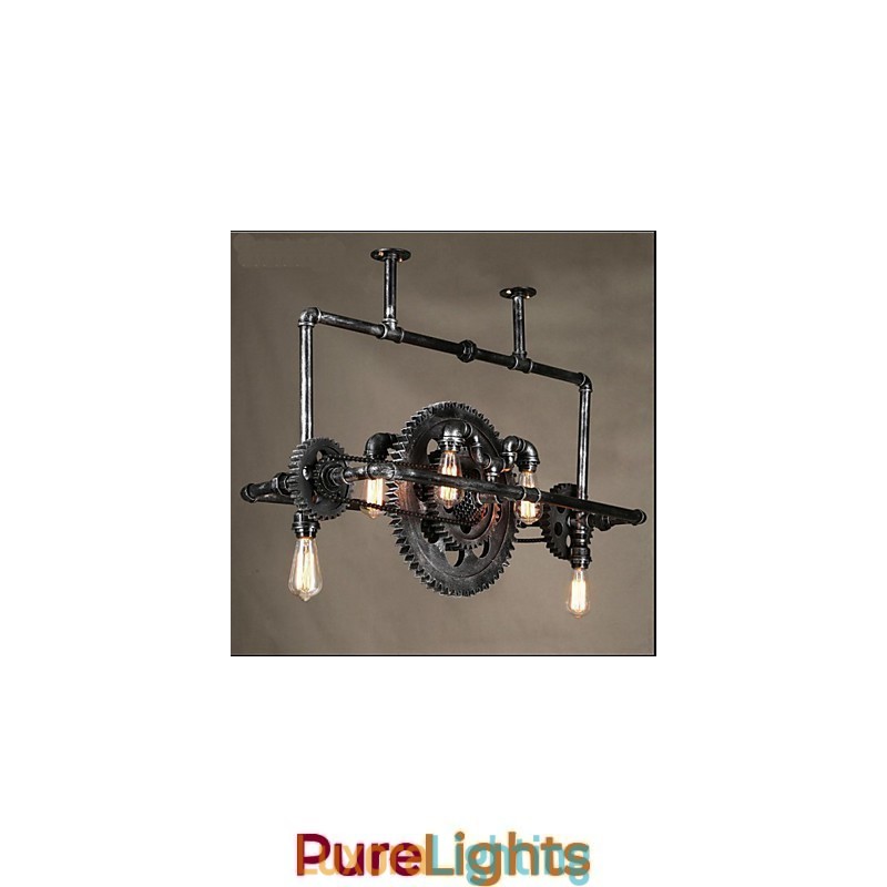 Designer Touch Decorative Iron Pipe Chandelier Industrial Wind gear Hanging Lamp