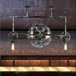 Designer Touch Decorative Iron Pipe Chandelier Industrial Wind gear Hanging Lamp