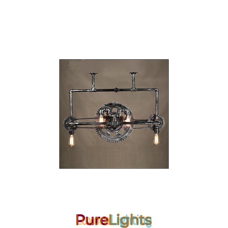 Designer Touch Decorative Iron Pipe Chandelier Industrial Wind gear Hanging Lamp