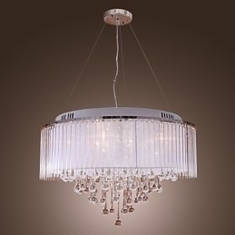 Designer Touch Decorative Modern Contemporary Drum Crystal Electroplated Pendant Light