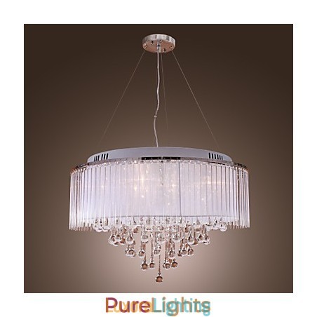 Designer Touch Decorative Modern Contemporary Drum Crystal Electroplated Pendant Light