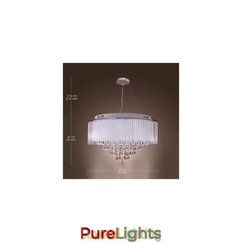 Designer Touch Decorative Modern Contemporary Drum Crystal Electroplated Pendant Light