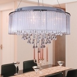 Designer Touch Decorative Modern Contemporary Drum Crystal Electroplated Pendant Light