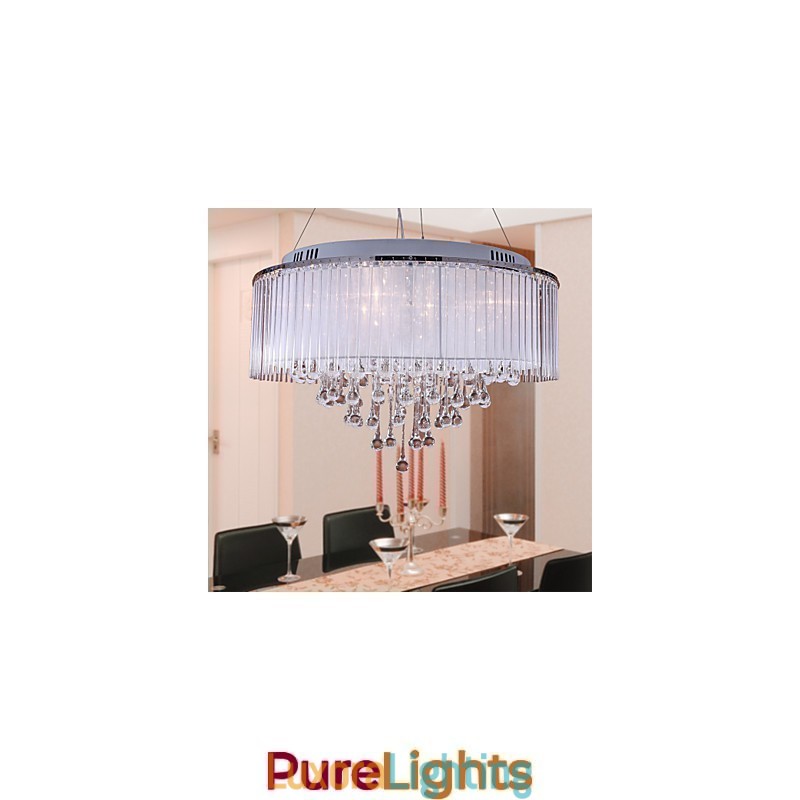 Designer Touch Decorative Modern Contemporary Drum Crystal Electroplated Pendant Light
