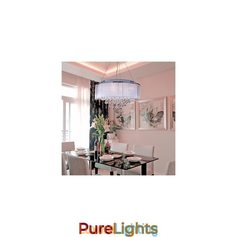 Designer Touch Decorative Modern Contemporary Drum Crystal Electroplated Pendant Light