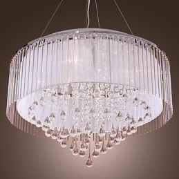 Designer Touch Decorative Modern Contemporary Drum Crystal Electroplated Pendant Light