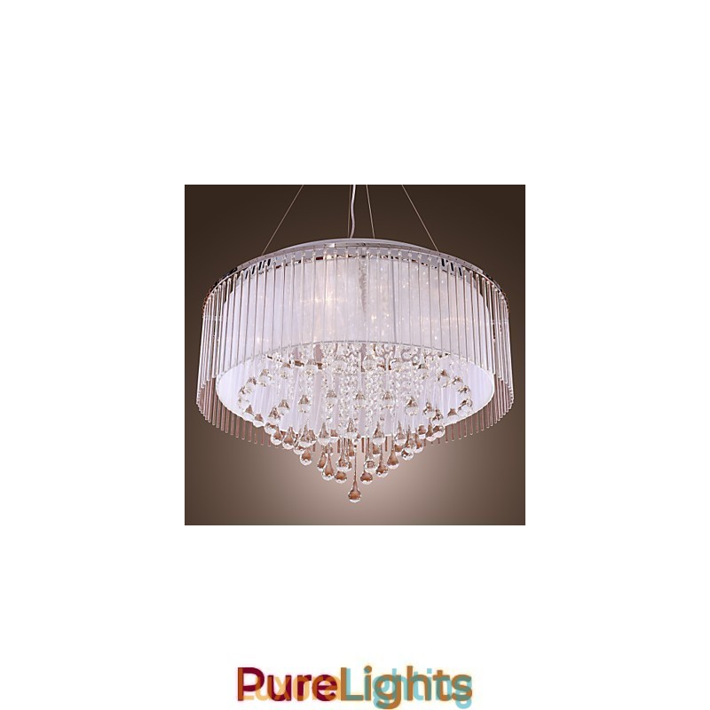 Designer Touch Decorative Modern Contemporary Drum Crystal Electroplated Pendant Light