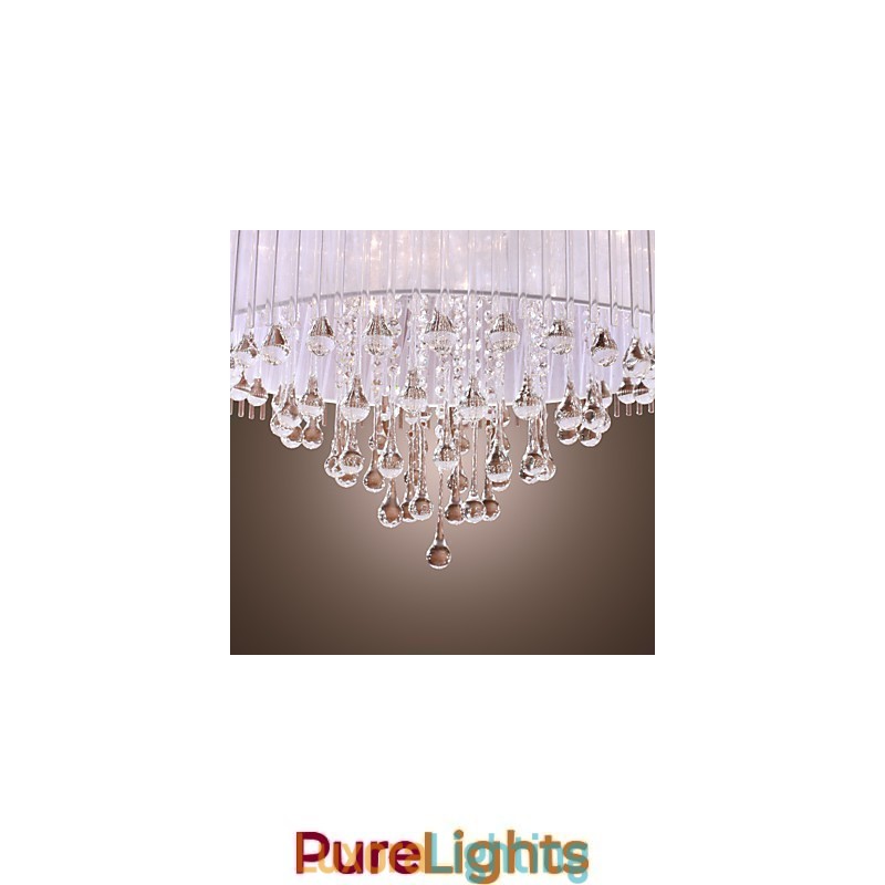 Designer Touch Decorative Modern Contemporary Drum Crystal Electroplated Pendant Light