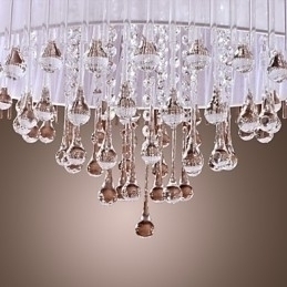 Designer Touch Decorative Modern Contemporary Drum Crystal Electroplated Pendant Light
