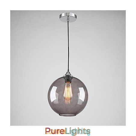 Designer Touch Decorative Modern Glass Pendant Light in Round Smoke grey Bubble Design